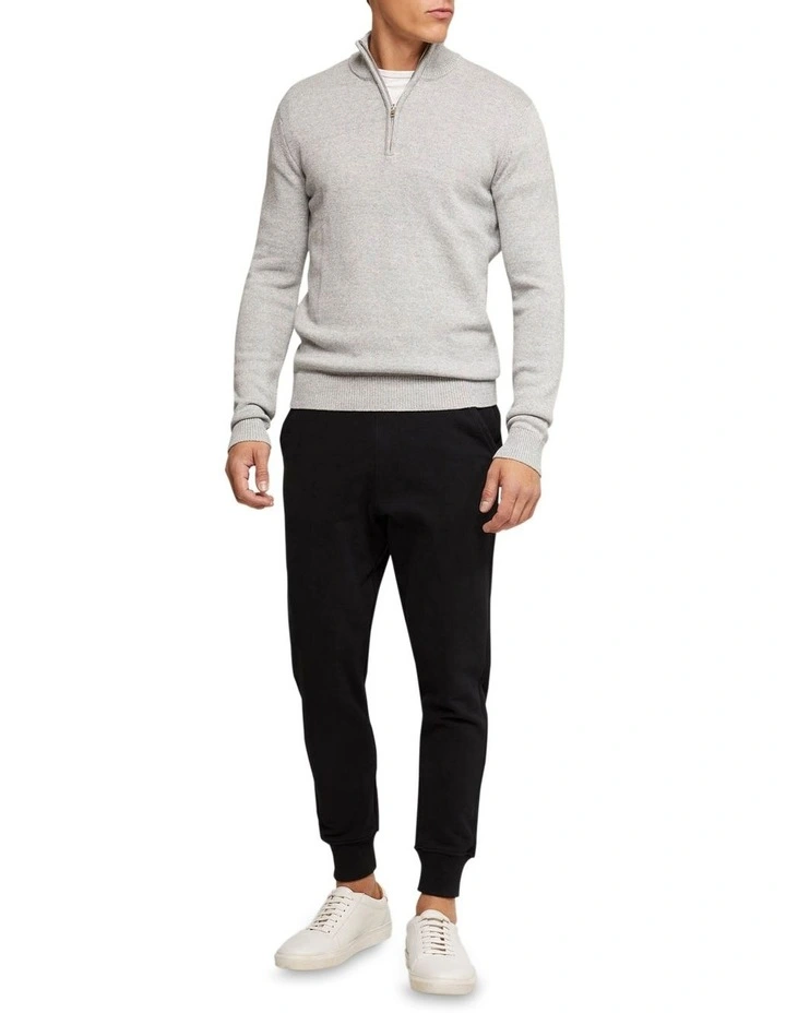 Robert Zip Neck Knit Pullover in Grey image 5