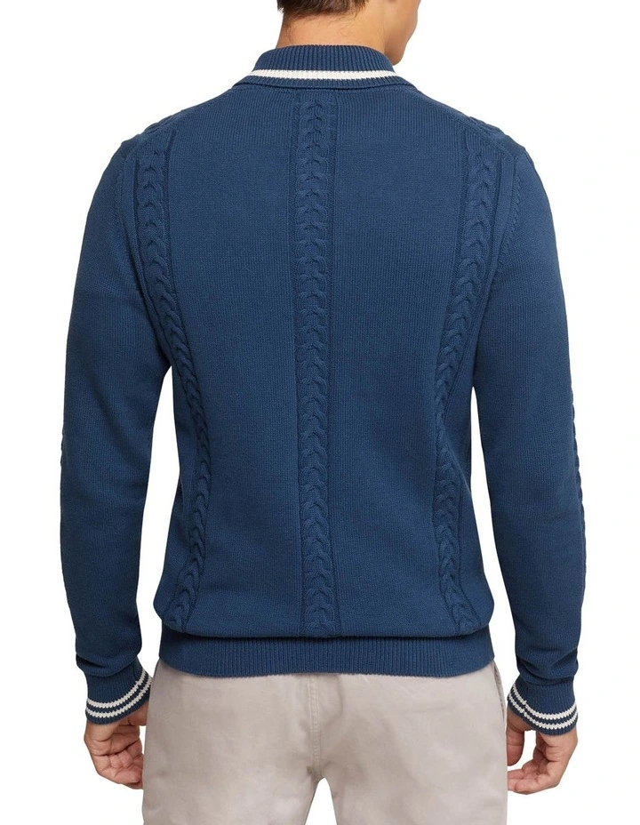 Milo Collared Knit Pullover in Navy image 3