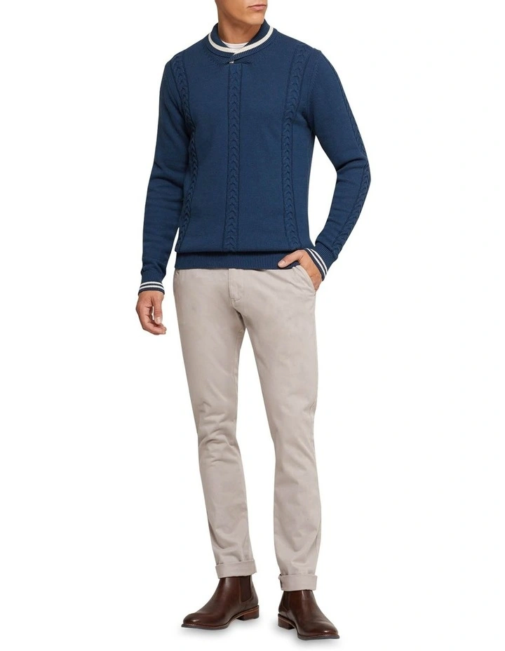 Milo Collared Knit Pullover in Navy image 5