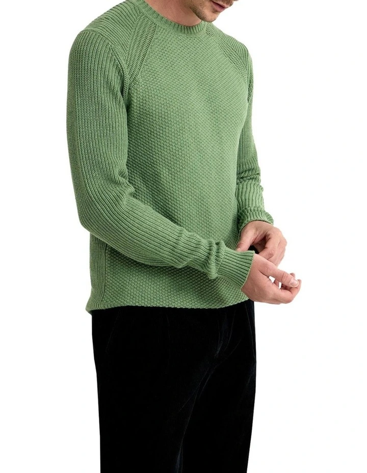 Bruno Cotton Crew Neck Pullover in Green image 2