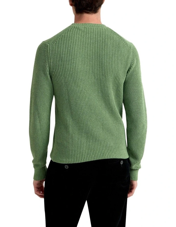 Bruno Cotton Crew Neck Pullover in Green image 3