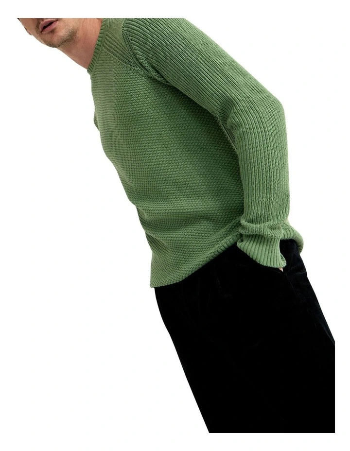 Bruno Cotton Crew Neck Pullover in Green image 4