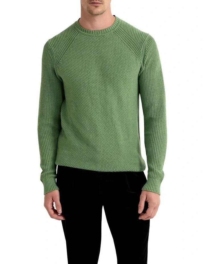 Bruno Cotton Crew Neck Pullover in Green image 5