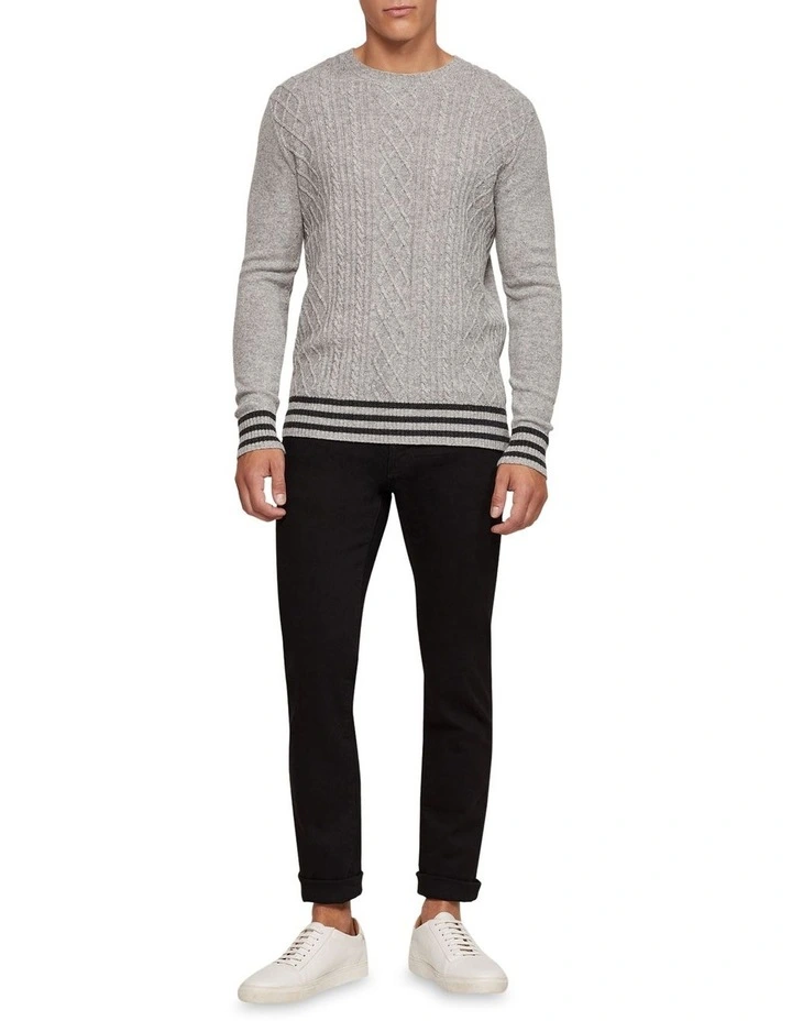 Matteo Cable Knit Pullover in Grey image 1