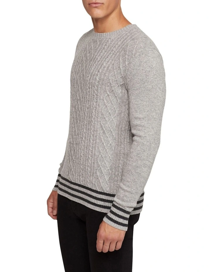 Matteo Cable Knit Pullover in Grey image 2