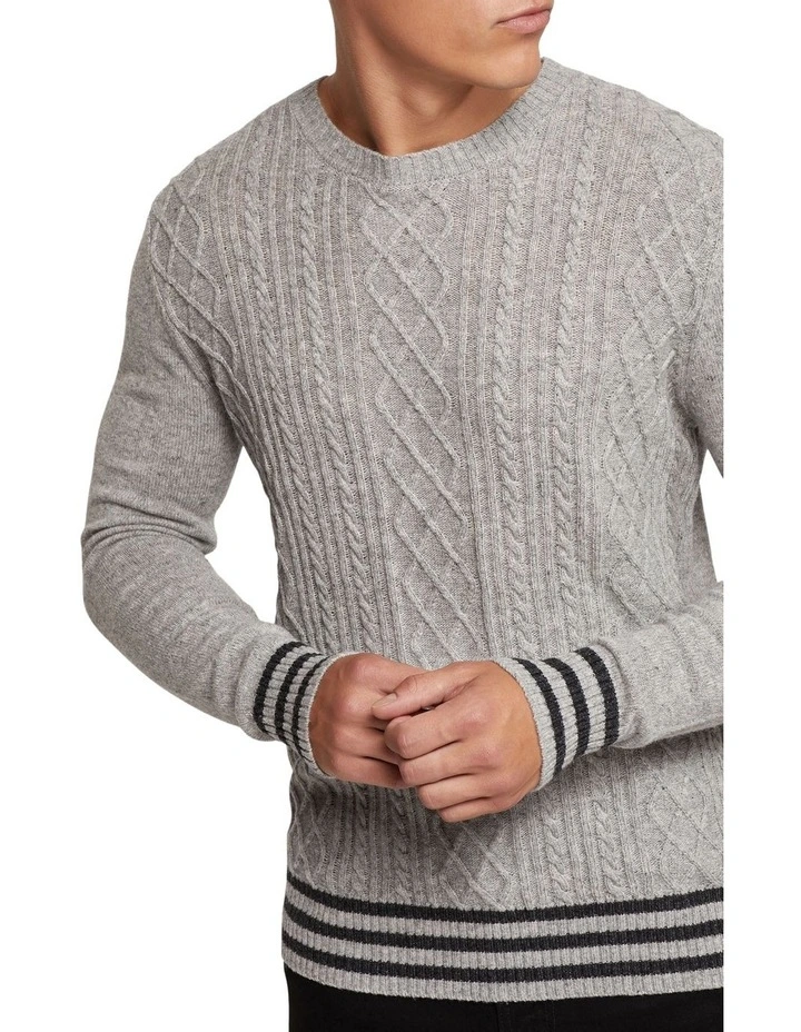 Matteo Cable Knit Pullover in Grey image 4