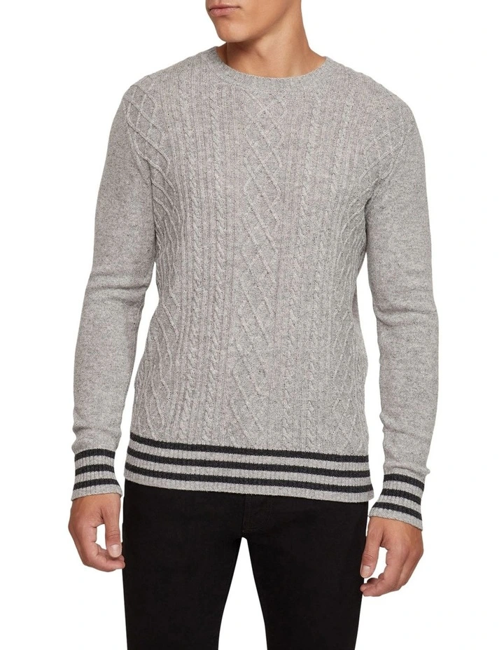Matteo Cable Knit Pullover in Grey image 5