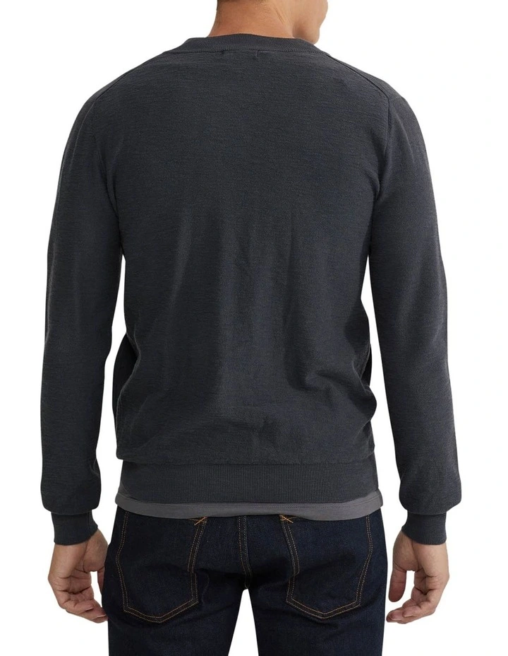 Ryan Cotton Blend Knit Zip Top in Grey image 3