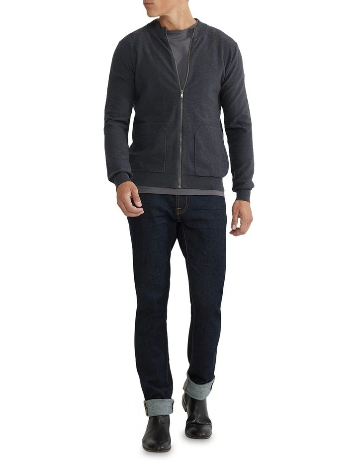 Ryan Cotton Blend Knit Zip Top in Grey image 5