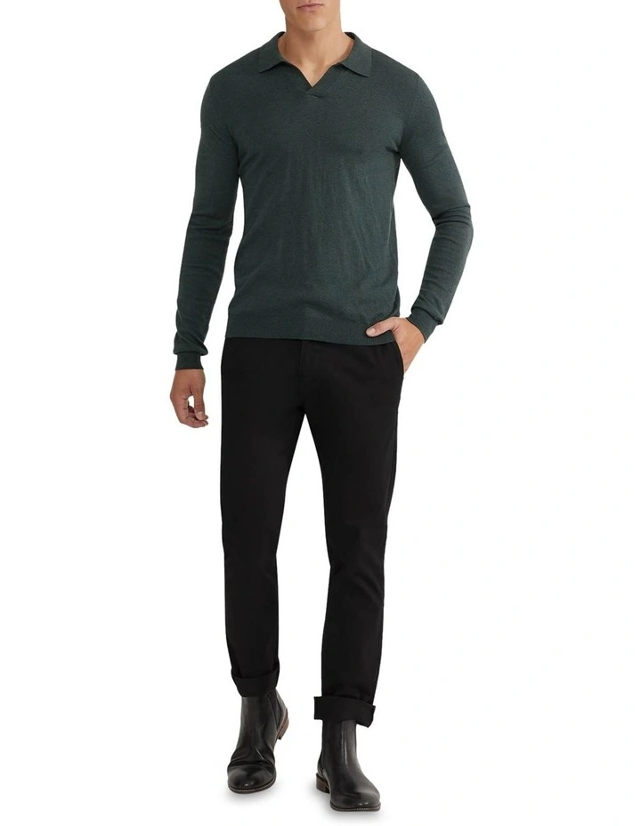 Blair V-Neck Polo Sweater in Green image 1