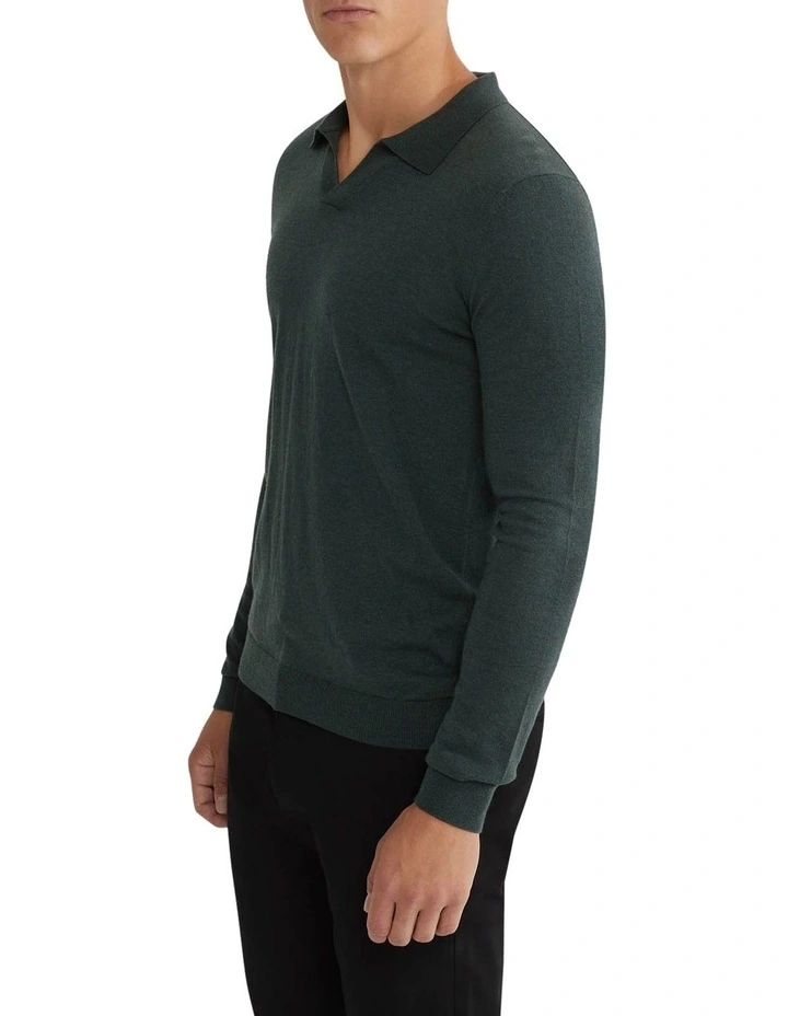 Blair V-Neck Polo Sweater in Green image 2