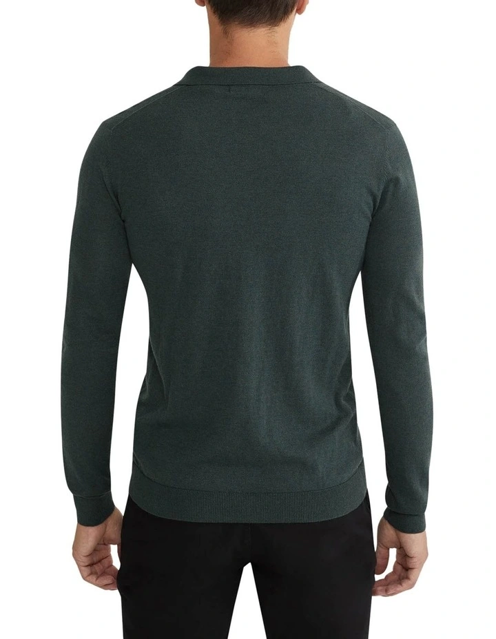 Blair V-Neck Polo Sweater in Green image 3