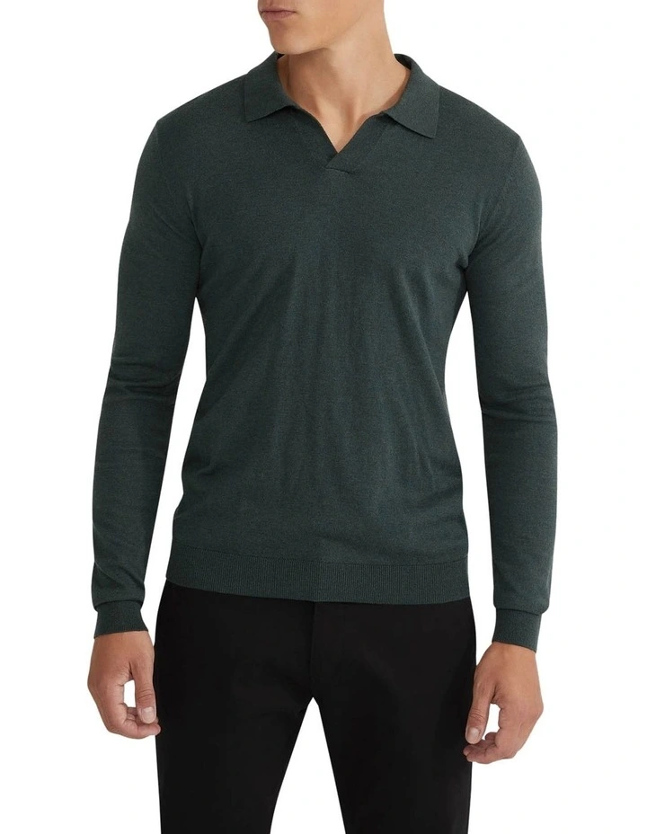 Blair V-Neck Polo Sweater in Green image 5