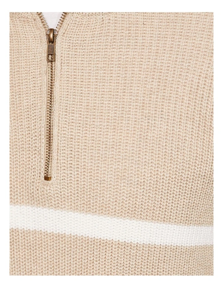 Jack Knitted Stripe Zip Up Sweater in Brown image 6