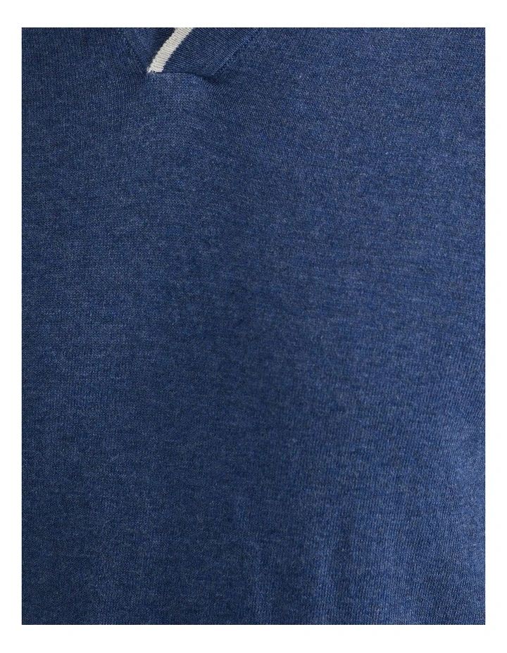 Reiss Tipping Collar Long Sleeve Knit Polo in Blue image 5