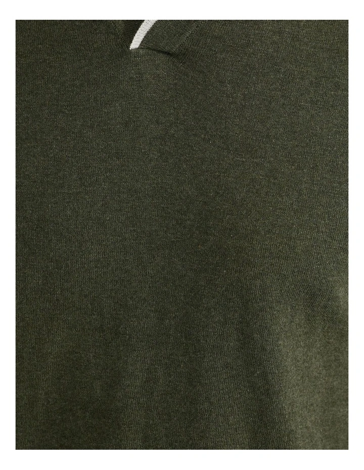 Reiss Tipping Collar Long Sleeve Knit Polo in Green image 6