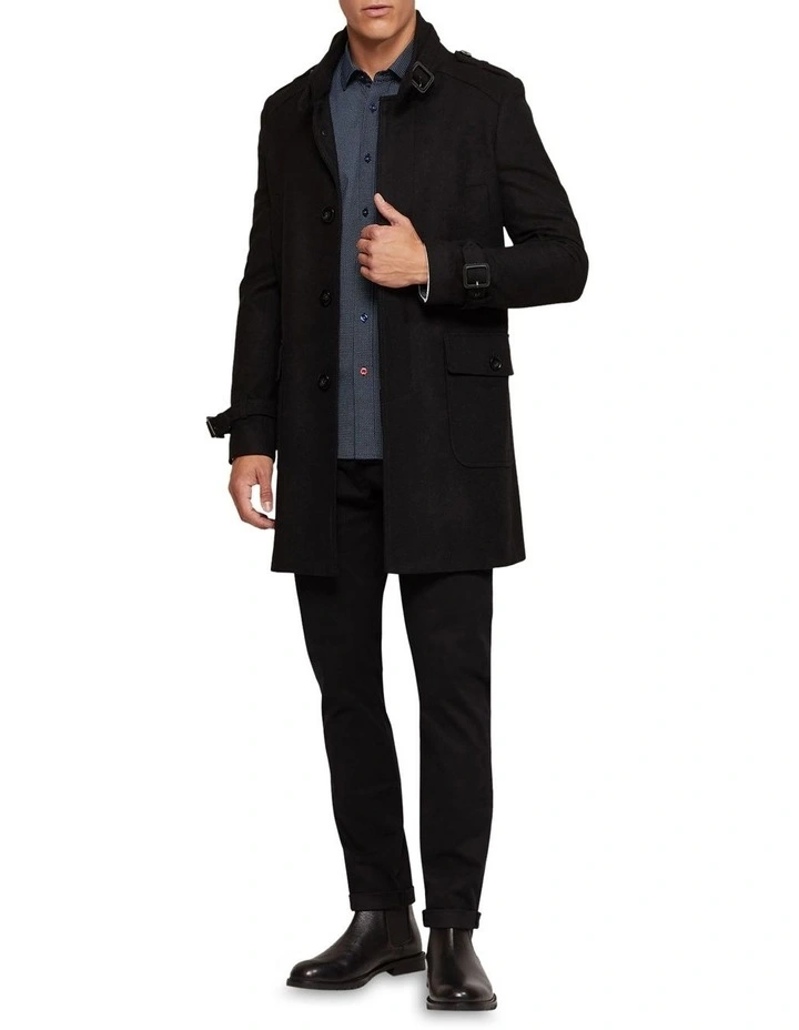 Roger Wool Rich Overcoat in Black image 1
