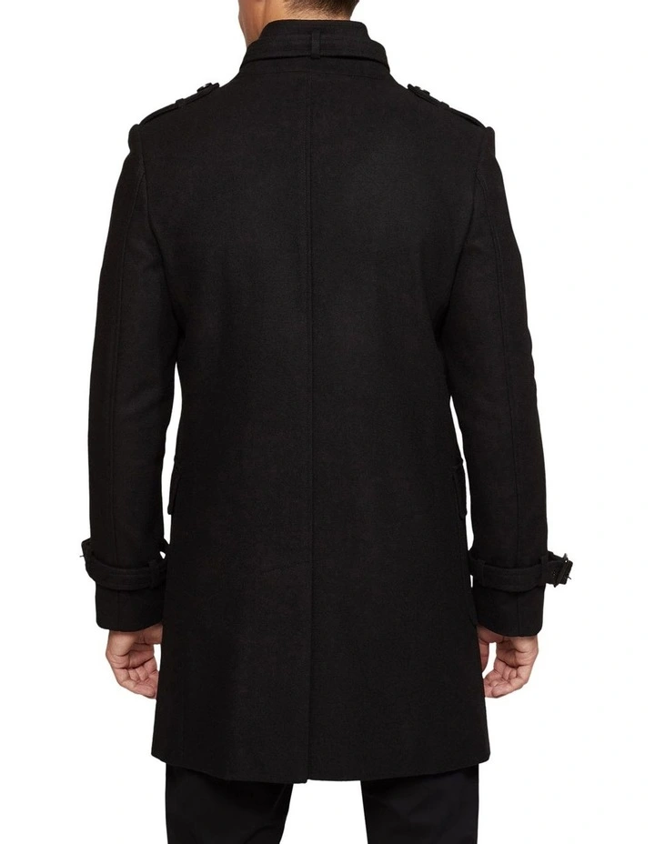 Roger Wool Rich Overcoat in Black image 3