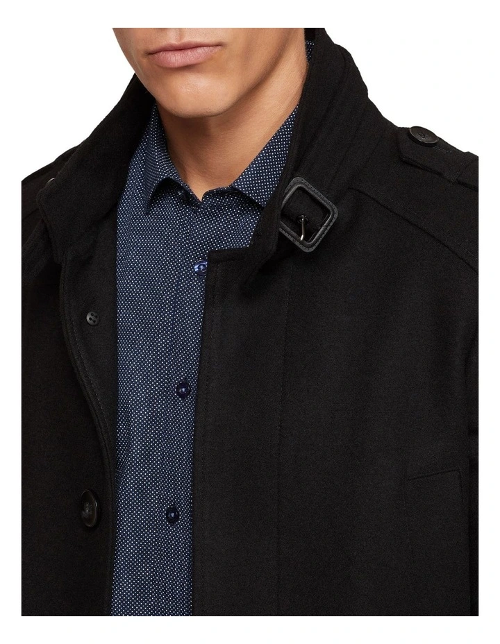 Roger Wool Rich Overcoat in Black image 4