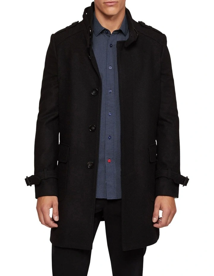 Roger Wool Rich Overcoat in Black image 5