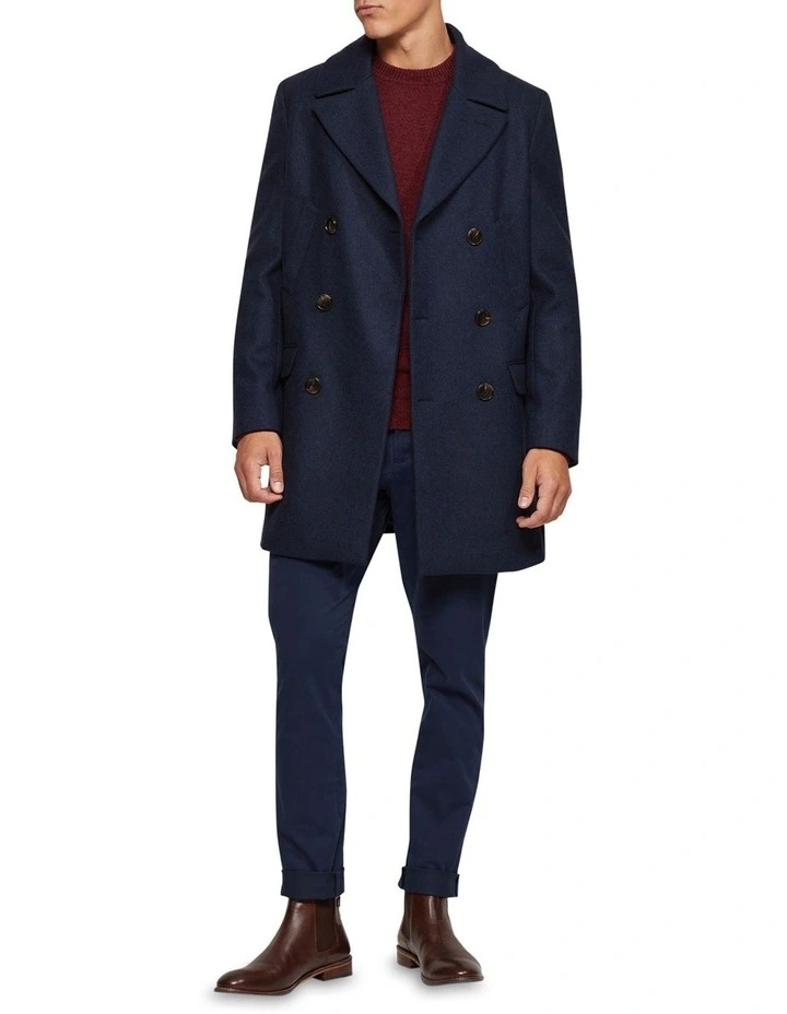 Mason Wool Rich Overcoat in Navy image 1