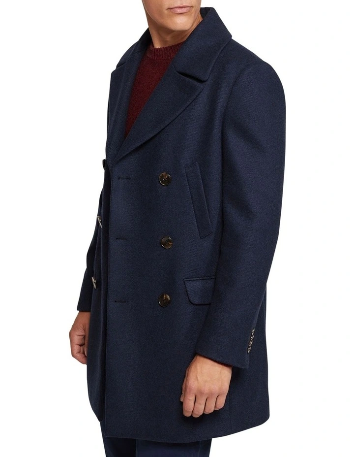 Mason Wool Rich Overcoat in Navy image 2