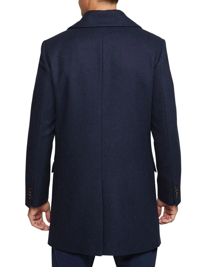 Mason Wool Rich Overcoat in Navy image 3