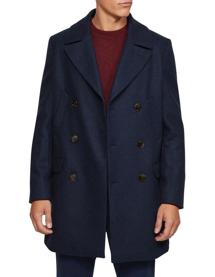 Mason Wool Rich Overcoat in Navy image 5
