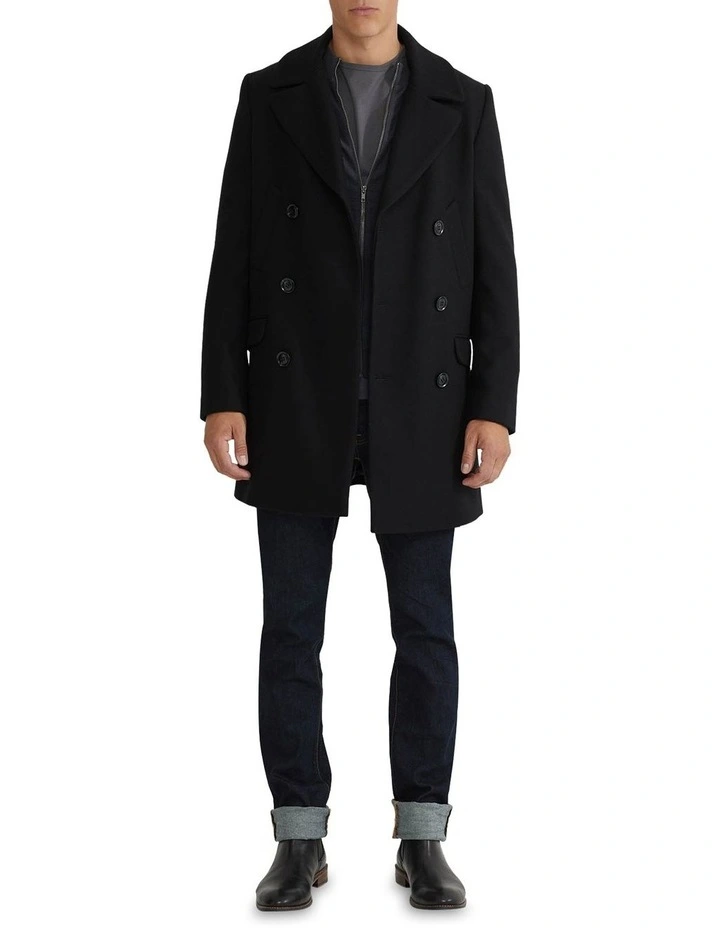 Mason Wool Rich Overcoat in Black image 1