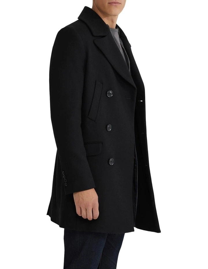 Mason Wool Rich Overcoat in Black image 2