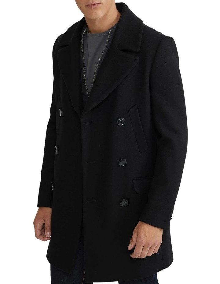 Mason Wool Rich Overcoat in Black image 4