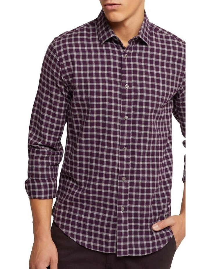 Stratton Slim Fit Check Shirt in Purple image 4