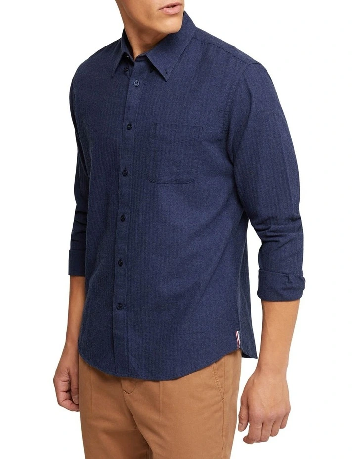 Portland Cotton Flannel Shirt in Blue image 2