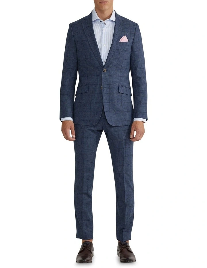 Hopkins Wool Stretch Suit Trousers in Blue image 7
