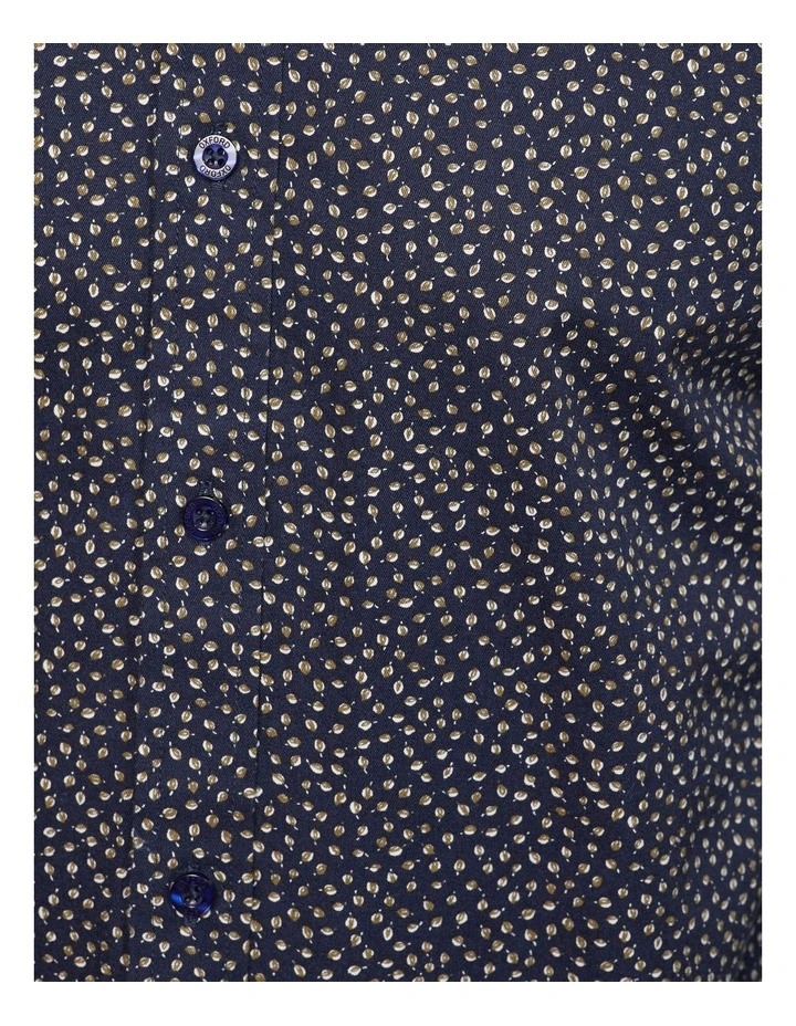 Kenton Printed Cotton Shirt in Navy image 6