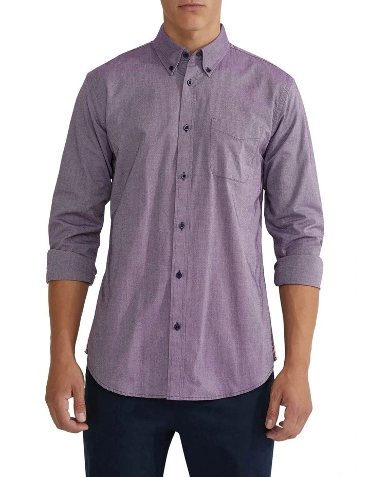Uxbridge Cotton Shirt in Plum image 1