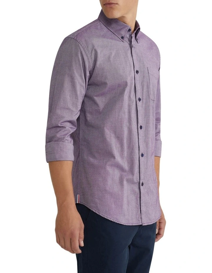 Uxbridge Cotton Shirt in Plum image 2