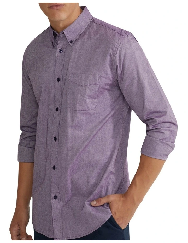 Uxbridge Cotton Shirt in Plum image 4