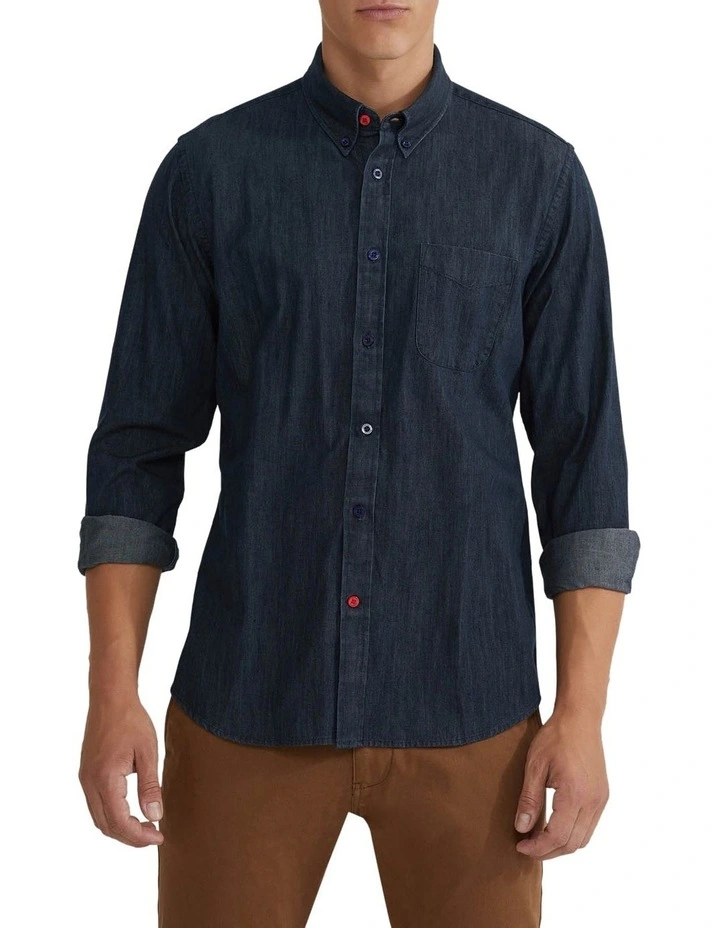 Portland Indigo Denim Shirt in Navy image 1