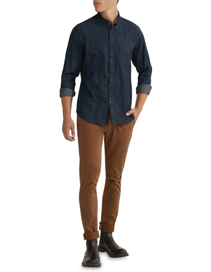 Portland Indigo Denim Shirt in Navy image 5