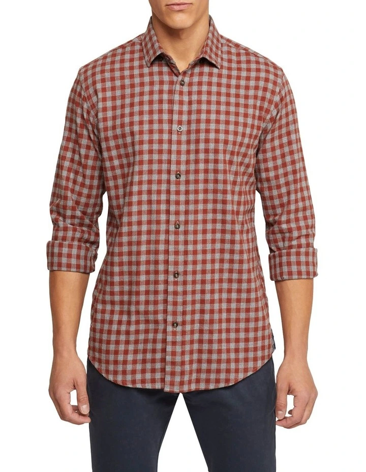Stratton Flannel Check Shirt in Brown image 1