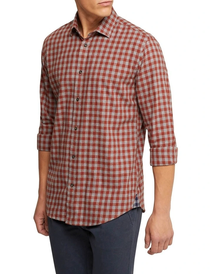 Stratton Flannel Check Shirt in Brown image 2