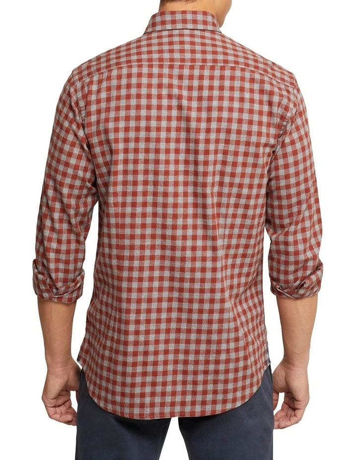 Stratton Flannel Check Shirt in Brown image 3