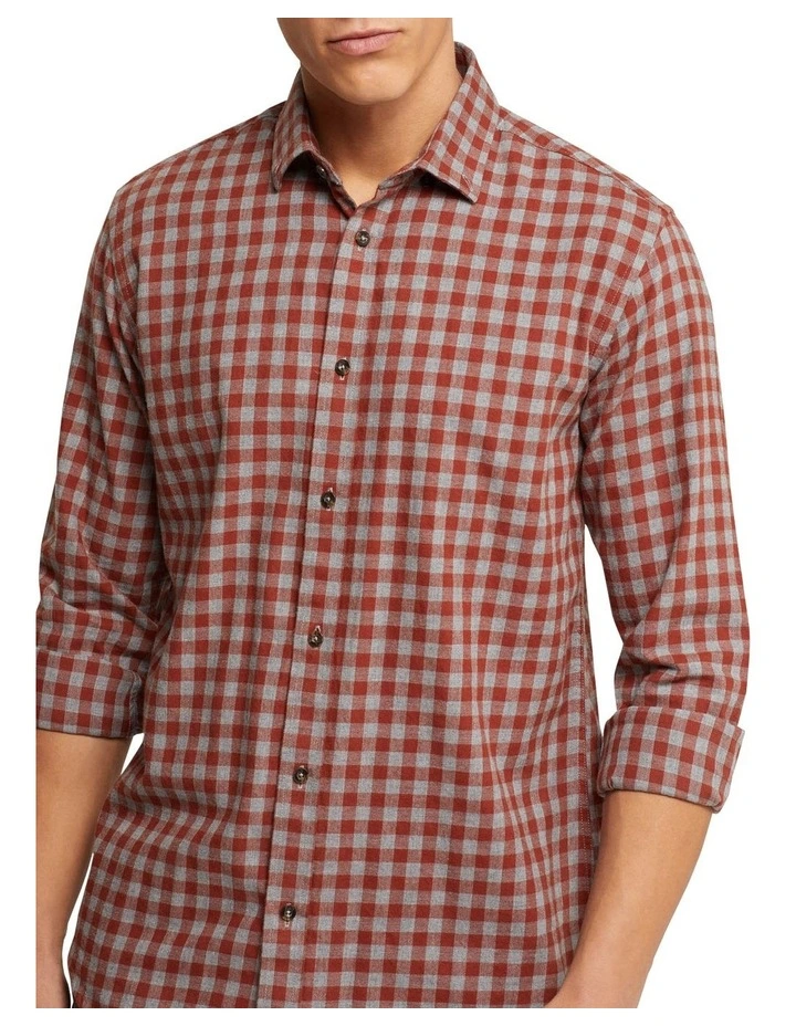 Stratton Flannel Check Shirt in Brown image 4