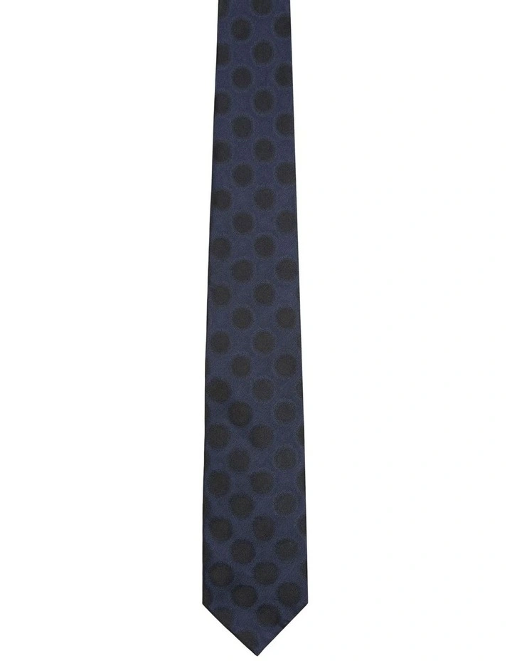 Large Polka Dot Tie in Dark Blue image 1