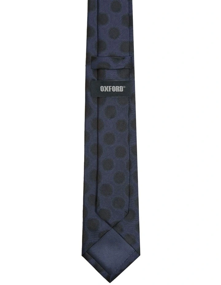 Large Polka Dot Tie in Dark Blue image 2