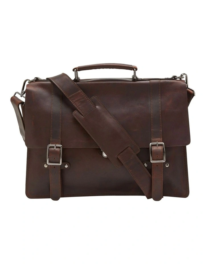Hendrix Leather Briefcase in Dark Tan image 1
