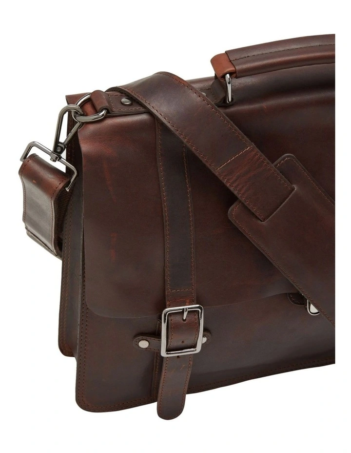 Hendrix Leather Briefcase in Dark Tan image 3