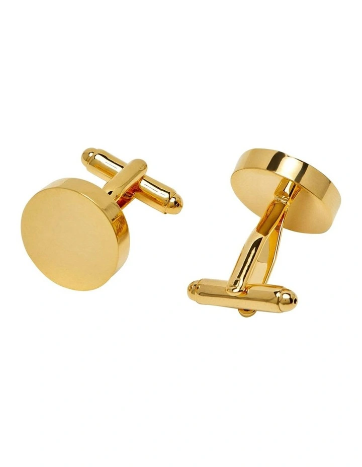 Round Disc Cufflink Set in Gold image 1