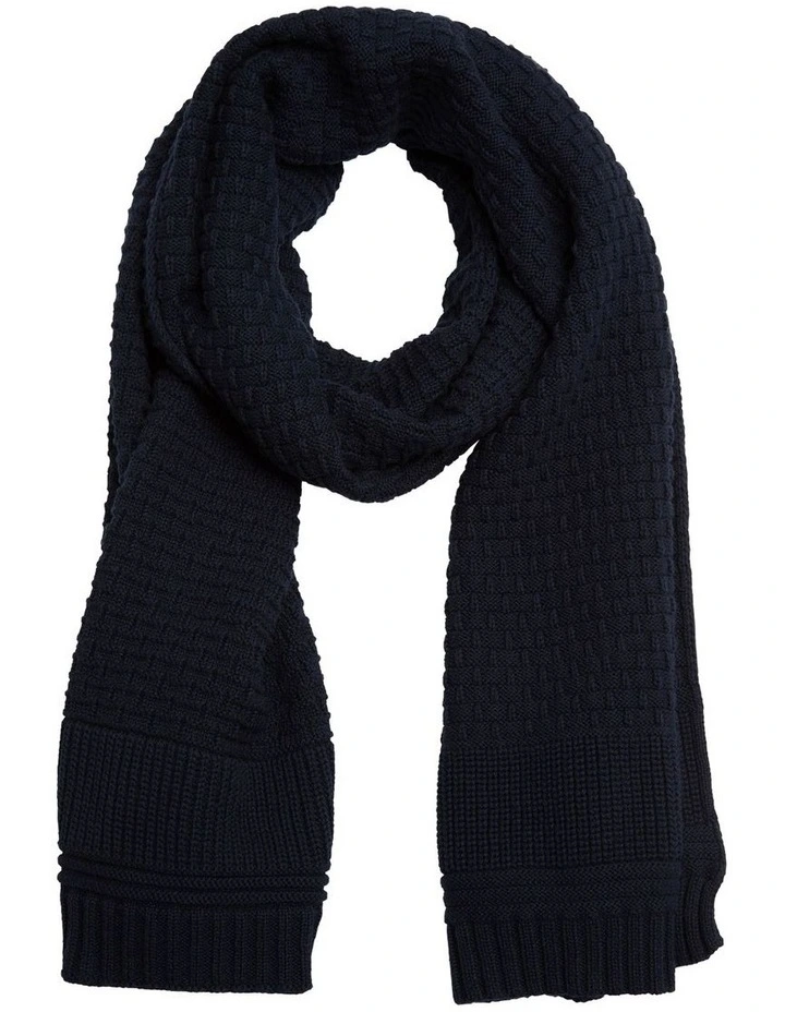 Ruben Knit Scarf in Navy Blue image 1